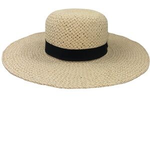 Francesca’s Straw Wide Brim Hat with Black Band